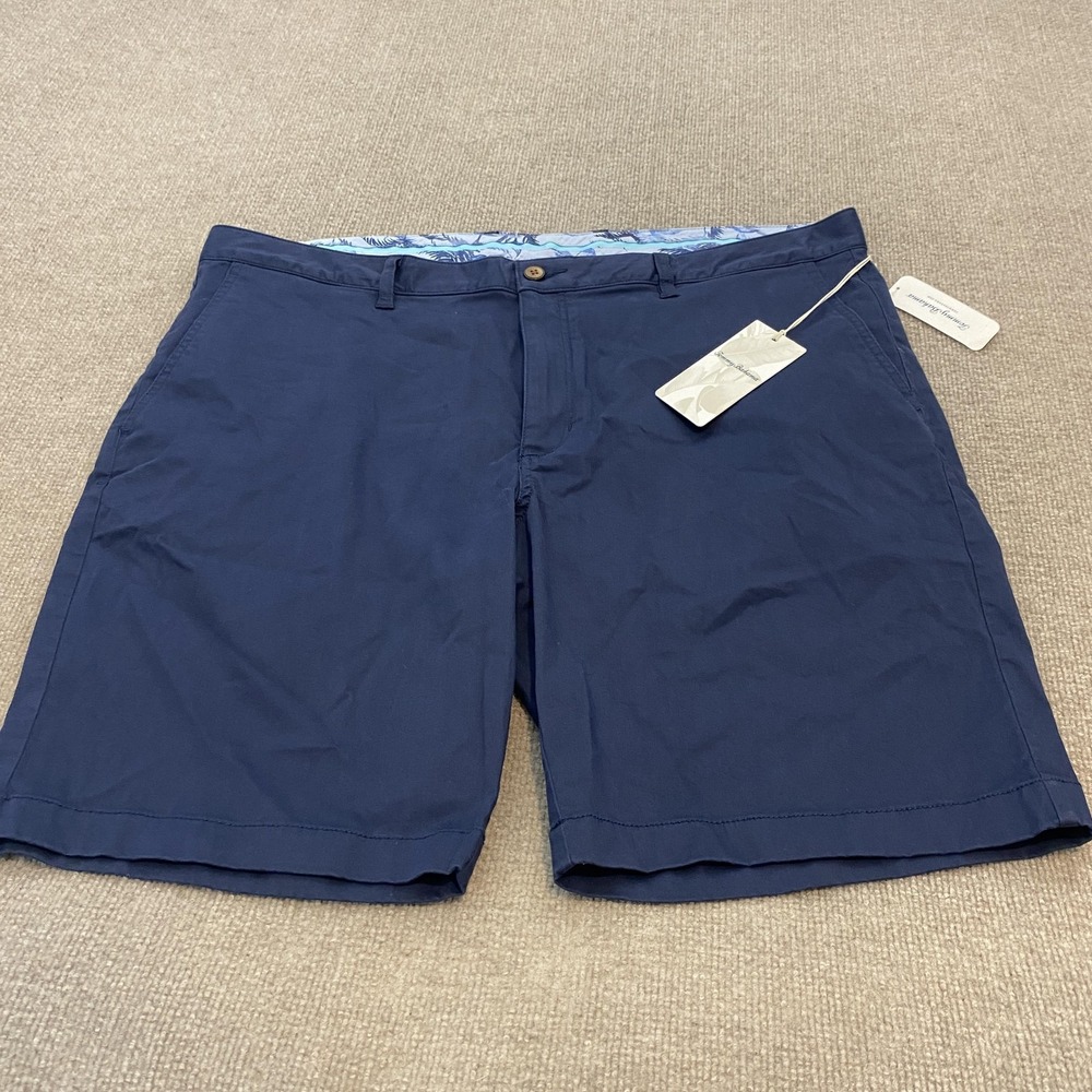Tommy Bahama Shorts Mens 42 Blue Boracay Stretch Chino Flat Front 9" Inseam NWT